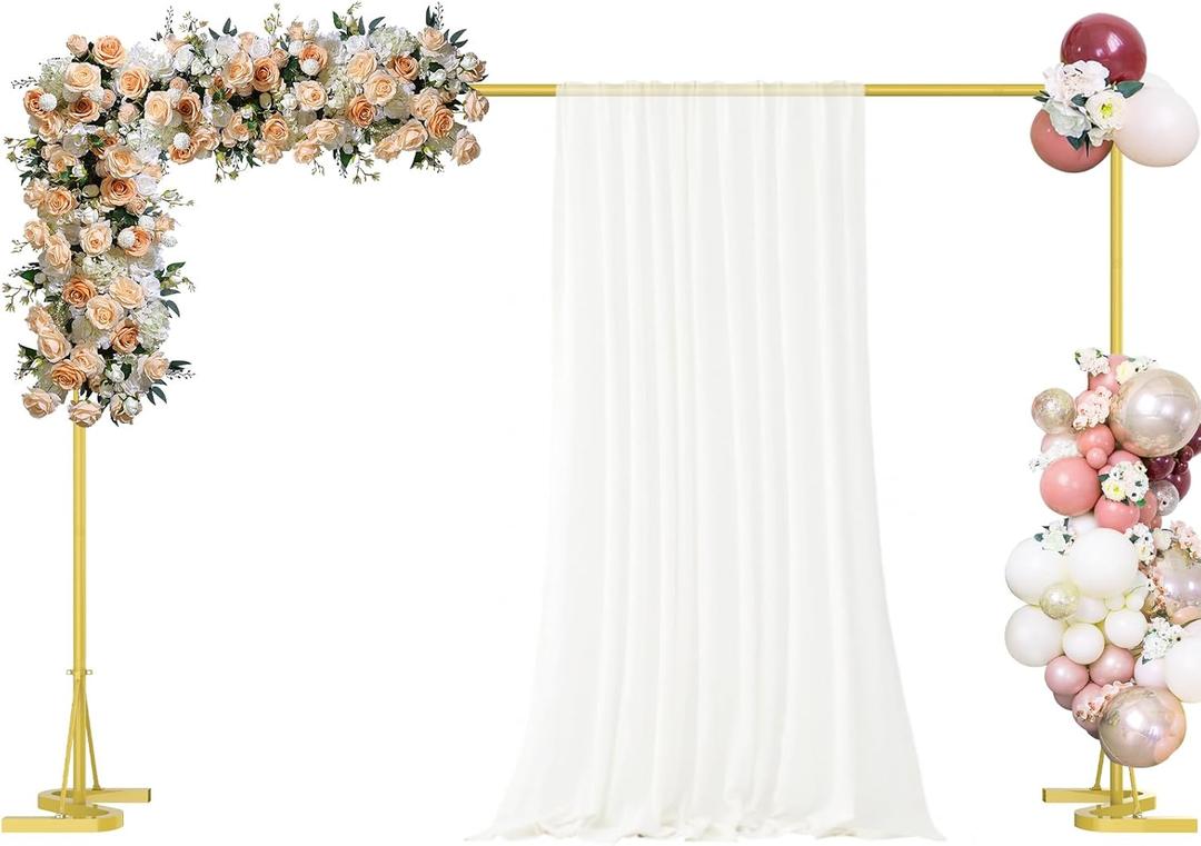 Backdrop Stand, 10x7Ft Photo Backdrop Stand Photo Video Studio, Heavy Duty Square Metal Balloon Arch for Parties, Wedding Photography, Baby Shower, Festival Decoration, Gold
