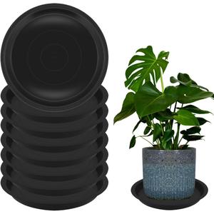8 Pack 18 Inch Round Plant Saucers for Less 16 Inch Pot Indoors Outdoors Plant Trays for Pots Planter Saucer Plastic Drip Tray Planter Water Tray (Black, 18"(8pcs))