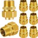 Frienda 8 pack 1/2" NPT Brass Pipe Fittings CSST Male NPT Pipe Fitting Male Threaded Hex Nipple Brass Tone Gas Connect Adapter Grill Propane Conversion Connector