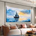 Canvas Wall Art Decor Modern Wall Art Pictures for Living Room Blue Coastal Wall Art Prints Artwork for Walls Landscape Natural Wall Art Decor Art Work for Home Office Room Wall Decor 20" x 40"