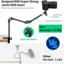 Webcam Stand Camera Desk Mount with Phone Holder & 5/8" Screw - 22" Flexible Projector Stand Gooseneck Desk Mic Stand for Logitech C922 C930e C920 C615 C960 Brio 4K, GoPro, Blue Yeti Snowball Ice