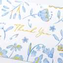 Crisky Blue Floral Gold Foil Thank You Cards Bulk with Envelopes, 50 Pack 4X6 Inch Wildflower Thank You Greeting Notes for Bridal Shower, Wedding, Birthday, Baby Shower, Graduation, Business