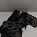 Women's Satin V-Neck Blouse Long Sleeve Button Down Shirt Business Casual Loose Fit Work Top (X-Large, Black)