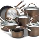 Circulon Symmetry Dishwasher Safe Hard Anodized Nonstick Cookware Pots and Pans Set, 11-Piece, Chocolate