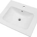 Lordear White Bathroom Sink One Hole Drop In 24 X 20 Inch One Holes Porcelain Ceramic Bathroom Vanity Top Sink Basin 24" Drop in Bathroom Sink