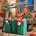 2 x Christmas Figurine Storage Box & Nutcracker Storage Containers with Visible Lid and Cardboard Dividers, Keeps 8 Holiday 15"-Figurine Collectibles, Xmas Decoration Storage Bag, 600D Oxford / Green