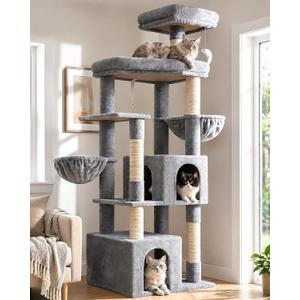 Globlazer Sturdy Cat Tree for Indoor Cats 20 lbs, S68, Cloud Grey
