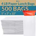 Reli. White Paper Bags | 500 Count | Paper Lunch Bags Ideal for Small Lunches and Crafts | Perfect for Sandwiches and Snacks (4 LB | White | 500 Pack)