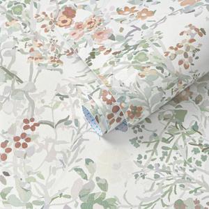 Ismoon Vintage Floral Peel and Stick Wallpaper White and Pink Contact Paper Boho Wall Paper Pink Flower Removable Self Adhesive Vinyl Wallpaper for Cabinets Shelves Bedroom Wall Decor 17.3x78.7in