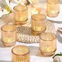 DEVI 8pcs Large Gold Votive Candle Holders for Wedding Centerpieces, Glass Tea Lights Candle Holder Decor, Wedding Bridal Shower Party Table Decor, Vintage Boho Easter Decor for Table