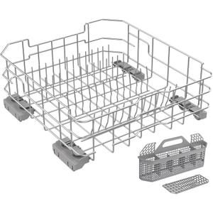 UPGRADED WD28X26099 Dishwasher Lower Rack-304 Stainless Steel Compatible with General Electric GE Dishwasher Racks GDT535PSM0SS GDF510PSM0SS With WD28X10128 Silverware Basket & Dishwasher Rack Wheels