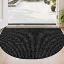 BEQHAUSE Dirt Trapper Door Mat 24" x 36" Half Circle Non-Slip Washable Doormats Entrance Rugs Absorbent Welcome Low Profile Floor Mats for Front Back Door and Entryway, Black
