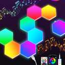 TECKNET Hexagon Light Panel - 8 Pack Smart APP RGB Hexagon LED Lights Wall Lights with Remote Control & Music Sync for Halloween Decor, Gaming Decor