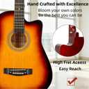 38 Inch Sunburst Acoustic Guitar Beginner Kits, 3/4 Cutaway Wood Acustica Guitarra for Beginners Adults with Online Lesson,Gig Bag,Picks,Steel Strings Strap with Picks Holder
