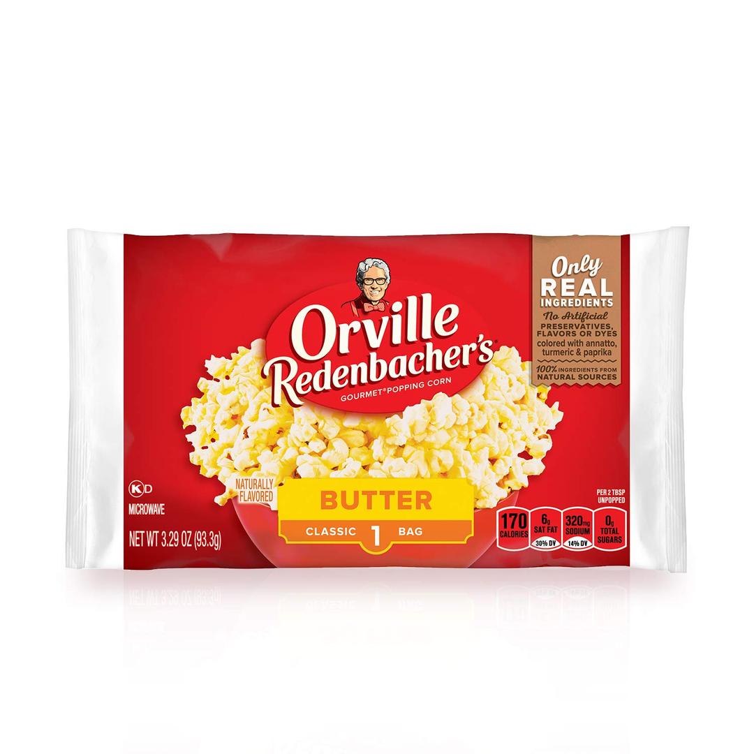 2 x Orville Redenbacher's Butter Popcorn, 3.29 Ounce Classic Bag (EXP 01/31/27)
