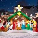 12FT Christmas Inflatable Nativity Scene: Large Outdoor Christmas Decorations, Built-in 15 LED Lights, Blow Up Jesus Nativity Set Decor, Inflatables for Party Lawn Garden Yard (12FT X 6.5FT X 9FT)