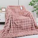 Heated Blanket Electric Throw- 50"x60" Soft Thick Bubble Electric Blanket for Sofa with 5 Heat Levels & 4 Hours Auto-Off Overheat Protection, Warm Cozy Gifts, Pink