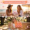 Small Rubber Beach Bag with Custom Charms & Strap for Girls & Women Cute Waterproof EVA Tote for Beach, Pool & Travel (Orange)