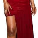 Kwunbwa Women's Sleeveless Ruched Maxi Dress Sexy Irregular Bodycon Casual Elegant Club Party Cocktail Long Dresses (Medium, Red)