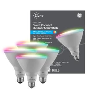 GE CYNC Smart LED Light Bulbs, Color Changing Lights, Bluetooth and Wi-Fi Lights,Compatible with Alexa and Google Home, PAR38 Outdoor Floodlight Bulbs (4 Pack)