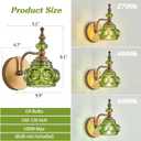 Vintage Wall Sconces Bathroom Vanity Lighting Fixtures Beautiful Wall Light with Green Glass Lampshade for Bedside Bedroom Doorway Bathroom
