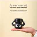 Ghost Candle Holder - Ceramic Halloween Tea Light Holder for Desk Decor, Spooky Cute Short Coal Ball Ornament, Gift for Adults Kids Party Office Desk Accessory (3.7 Inch) (Brown)