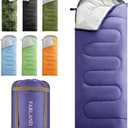 Click to see full view FARLAND Sleeping Bags 30℉ for Adults Teens Kids with Compression Sack Portable and Lightweight for 3-4 Season Camping, Hiking,Waterproof, Backpacking and Outdoors, Medium(87"x 29.5"), Purple 
