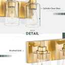 4-Light Bathroom Light Fixtures, Brushed Gold Vanity Light with Cylinder Clear Glass Shade, Modern Vanity Lighting Fixtures Over Mirror, VL143-BG-4