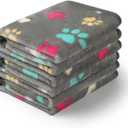 Luciphia 1 Pack 3 Blankets Fluffy Premium Fleece Pet Blanket Flannel Paw Bone Printed Throw for Dog Cat(Small 23"x16", Grey)