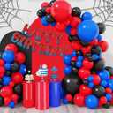 Spider Theme Happy Birthday Letter Balloons Banner, Red and Blue, Party Decoration, 16 inches