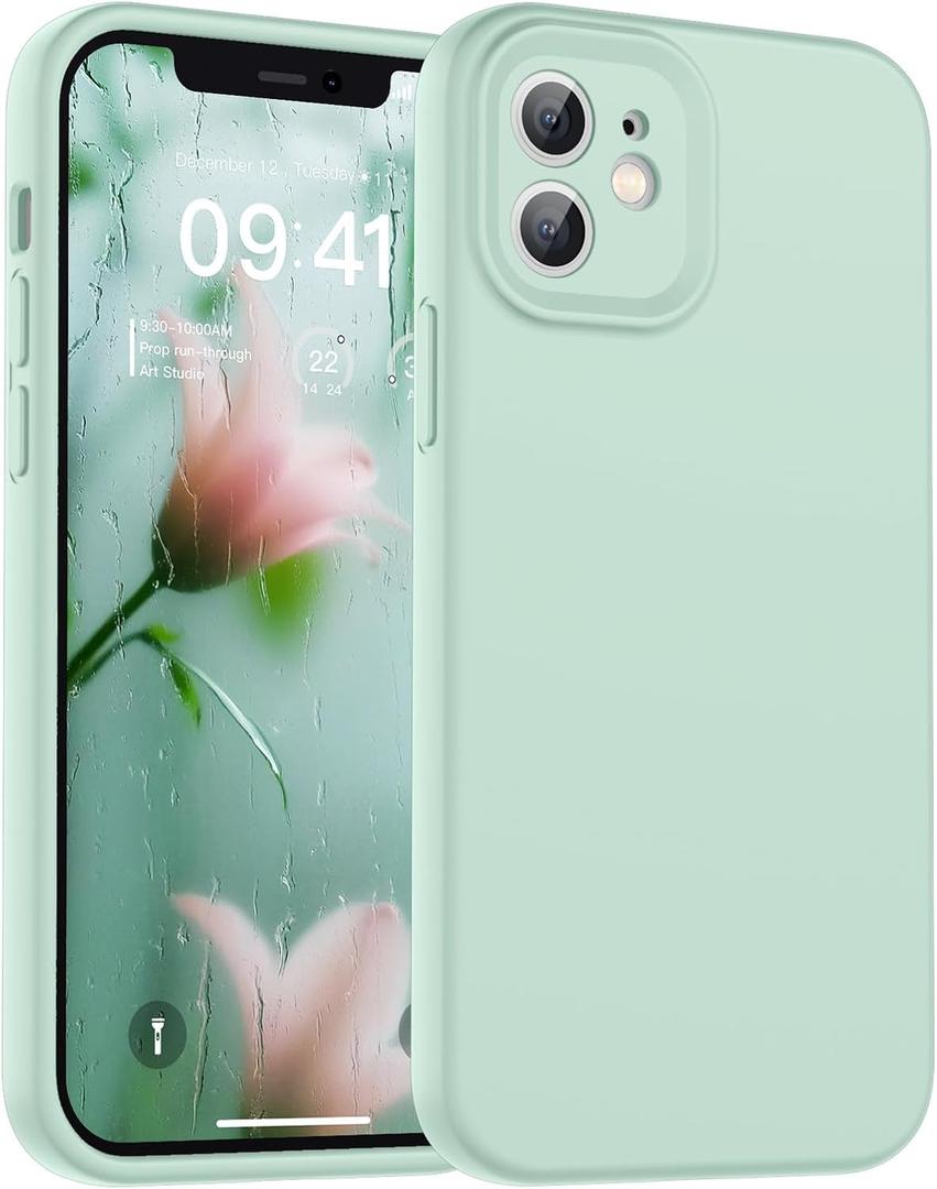 SUPFINE Designed for iPhone 12 Case,Premium Liquid Silicone with [Soft Anti-Scratch Microfiber Lining][Upgraded Camera Protection] Slim Shockproof Protective Phone Case for Men Women Girls,Aquamarine