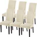 SearchI Dining Room Chair Covers Set of 6, Stretch Jacquard Parsons Chair Slipcovers Super Fit Removable Washable Kitchen Chair Protector Cover for Dining Room, Hotel, Ceremony (Beige Rhombus)