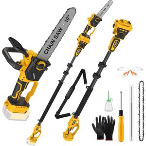 2-IN-1 Cordless Pole Saw & Chainsaw for De-Walt 20V Battery (NO Battery)
