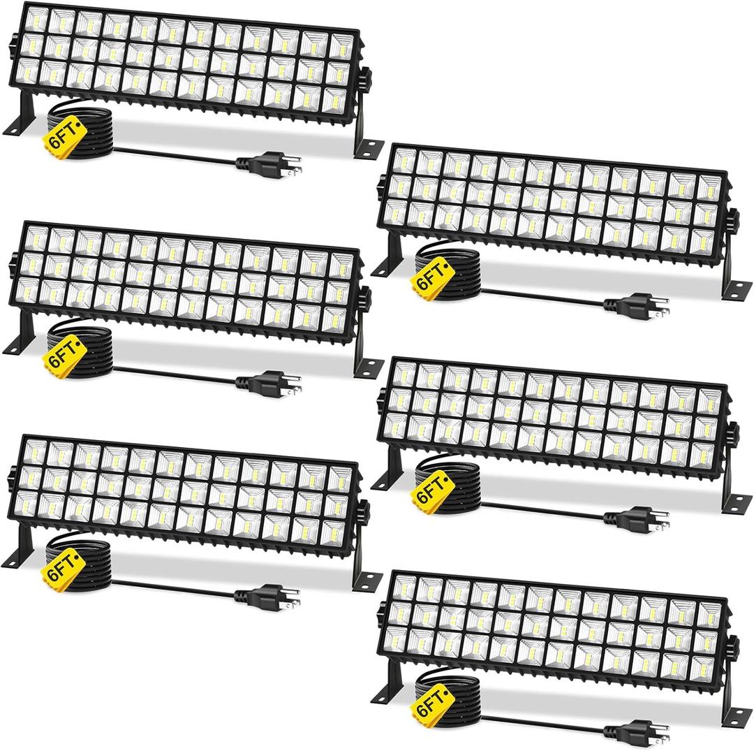 6 Pack 100W LED Shop Lights, 11000LM 6000K Plug in Garage Light with 6FT Power Cord, IP66 Waterproof Work Light for Garage, Outdoor, Workshop, Yard, Indoor, Warehouses, Yard, Carport