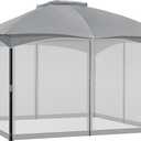 COWVIE Gazebo Replacement Netting Screen, 10' x 12' Universal Gazebo 4-Panel Mosquito Sidewalls with Double Zippers for Outdoor Patio (Only Netting) (Light Grey)