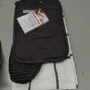 KitchenAid Quilted Cotton Terry Cloth Oven Mitt, Pot Holder, Kitchen Towel 4-Pack Set, Heat Resistant, Silicone Grip, Gift Set, Charcoal Grey, 16"x26", 7"x13" & 7"x10"