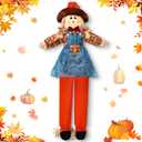 Marsui 1 Pcs 59" Large Outdoor Scarecrow Fall Harvest Thanksgiving Halloween Decoration, Life Size Standing or Sitting Scarecrow Outside Decor for Autumn Garden Yard Porch (Girl)