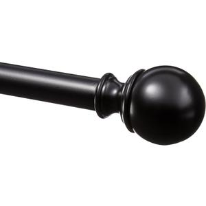 Amazon Basics Adjustable Curtain Rods for Windows, Round Finials, 1-Inch Rod, 72" to 144", Black, Pack of 1
