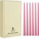 New Burning Formula Unscented Dripless 10-Inch Taper Candles Set of 12 - Pink, for Wedding, Dinner - Smokeless, Long Burning - Hand Poured, Colored Tall Candlesticks - Rosa 