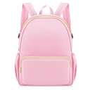 Cunno 1 Piece Nylon Backpack Kids School Backpack for Toddler Girls Boys Plain Waterproof Preppy Bookbags Travel for Student (Pink)