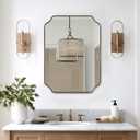 ANDY STAR Brushed Gold Mirror, 22"x30" Bathroom Vanity Mirror, Rounded Rectangle Bathroom Mirror with Rust-Proof Stainless Steel 1" Frame, Wall Mounts Horizontally or Vertically