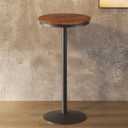 Industrial Bar Height Table – 22" Round Wood Top, 42" High Metal Frame, Black, Round, 22-inch diameter, 42-inch height