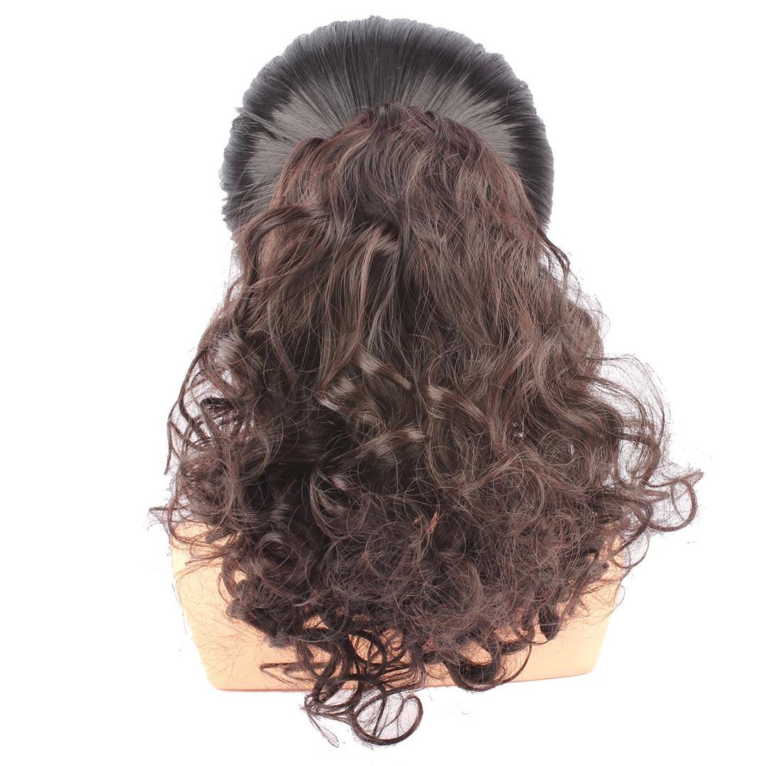 WeKen Hair Bun Medium Long Curly Synthetic Hairpiece Dark Brown