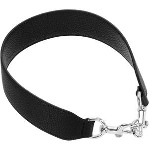 uxcell 22.83 Inch PU Leather Short Bag Strap with Clasp, Purse Handles Handbags Replacement Straps for Clutch Bag Crossbody Underarm Bags, Black, Silver Buckle