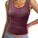 Womens Tank Tops Crewneck Sleeveless Summer Sweaters Vest Casual Basic Tees Ribbed Shirts (Red, S)