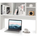 Computer Desktop Bookcase Countertop Storage Bookshelf Organizer with 4 Cubbies White