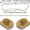 Hat Band for Cowboy Cowgirl, Turquoise Hand Made Replaceable Beaded Belt for Panama Fedora (Beige Star)