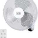 BLACK+DECKER 16" Wall Mount Fan With Remote Control, Oscillating With 3 Speed Settings and Shut Off Timer, Adjustable Tilt Angle, White