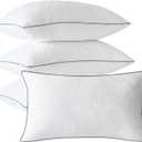 Pillows Standard Size Set of 4, Seersucker Bed Pillows with Microfiber Fill,Soft & Supportive Standard Pillows with Knit Pattern for Side, Back and Stomach Sleepers