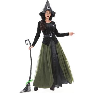 Funna Witch Costume for Women Halloween Dress up Cosplay with Hat Black, Small